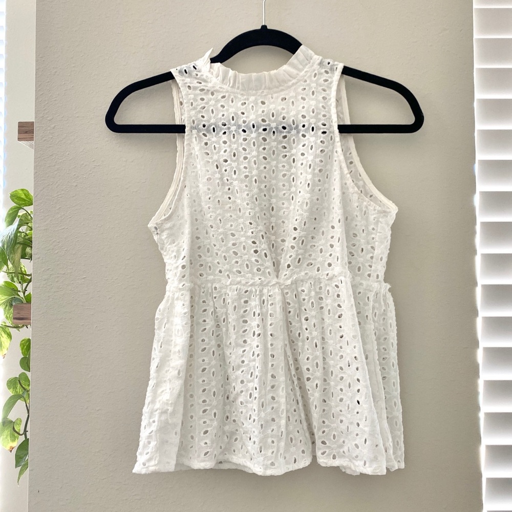 Eyelet white peplum top